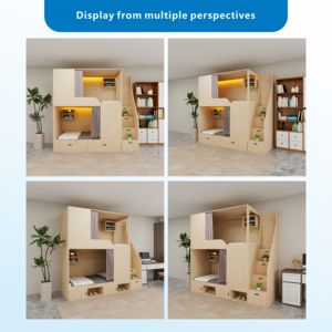 Muebles Modernos Aptos <span class=keywords><strong>para</strong></span> Casas y Apartamentos, Diseño <span class=keywords><strong>de</strong></span> Estructura <span class=keywords><strong>de</strong></span> Madera Maciza Resistente, Cama Doble - Product Image 4