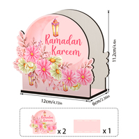 Support en bois islamique musulman pour serviettes et mouchoirs, support de rangement pour serviettes Ramadan Kareem en forme de lune pour table de cuisine et restaurant