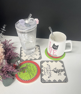 Sous-verre rond ou carré en papier absorbant, dessous de verre pour boisson au café, tapis en papier Design en carton, sous-verre à bière avec impression des deux couleurs - Product Image 5