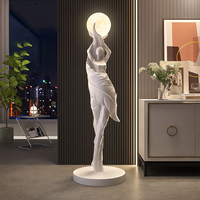 Décoration d'Intérieur Luxe Fille Figurine Sculpture Lumières LED Meubles de Bureau Accessoires Maison Déco de Chambre Cadeau Artisanat Résine