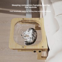 Lit pour chat suspendu en bois de style capsule spatiale, pour rebord de fenêtre ou chevet