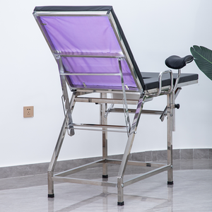 Lit d'examen gynécologique et maternité pliant en trois parties en acier inoxydable avec revêtement par pulvérisation, prix usine, pour hôpitaux et cliniques - Product Image 5
