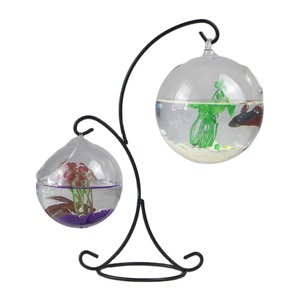 Wholesale of Transparent Glass Small Fish Tanks by Manufacturers Iron Hanging Goldfish for Residential <b>Decoration</b> - Product Image 1