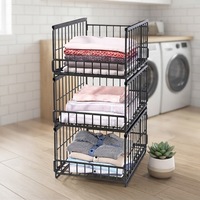 Multifunctionele 3-laags stapelbare draadrek met wielen voor het organiseren van badkamer- en keukenartikelen