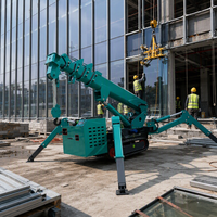 Mini-grue sur chenilles de quatre tonnes, type araignée, avec flèche télescopique pour les opérations de levage dans les espaces étroits et les sous-sols sur site