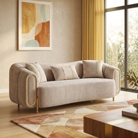 Ensemble de canapés modulaires en tissu velours, design extensible, durable, confortable, rembourrage en mousse, pieds en acier inoxydable doré, style moderne pour hôtel