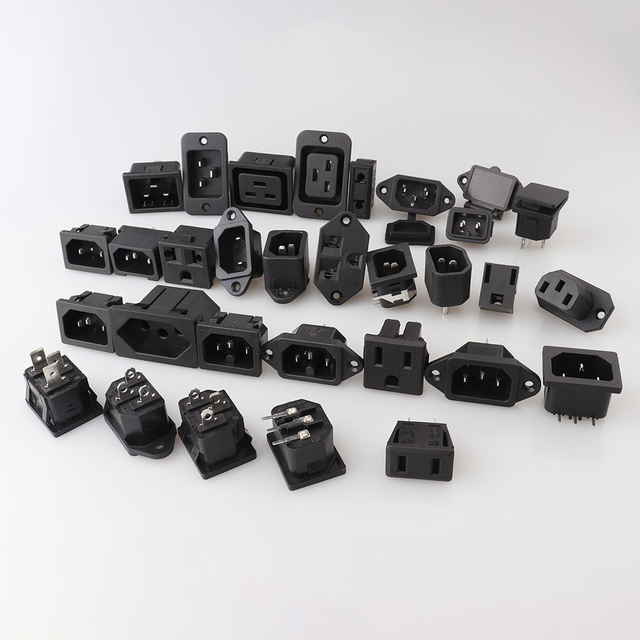 LANZMFG IEC 320 C14 INLET Socket Iec AC Power Socket Snap Fit Flange Mix and Match 2/3Pin 4.8/6.3mm Tabs P.C Spills 94V-0