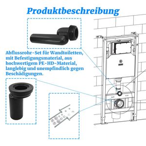 Kit de Conexión Universal para Inodoro Suspendido, Tubería de Drenaje de 90 mm, Tubería de Descarga de 45 mm para Sistemas de Cisterna Empotrada - Product Image 6