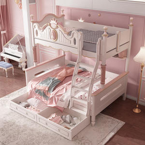 Castle Bed World Cama <span class=keywords><strong>litera</strong></span> con temática de niña, tipo loft de doble nivel, con tobogán y almacenamiento, para niños pequeños y adultos grandes - Product Image 5