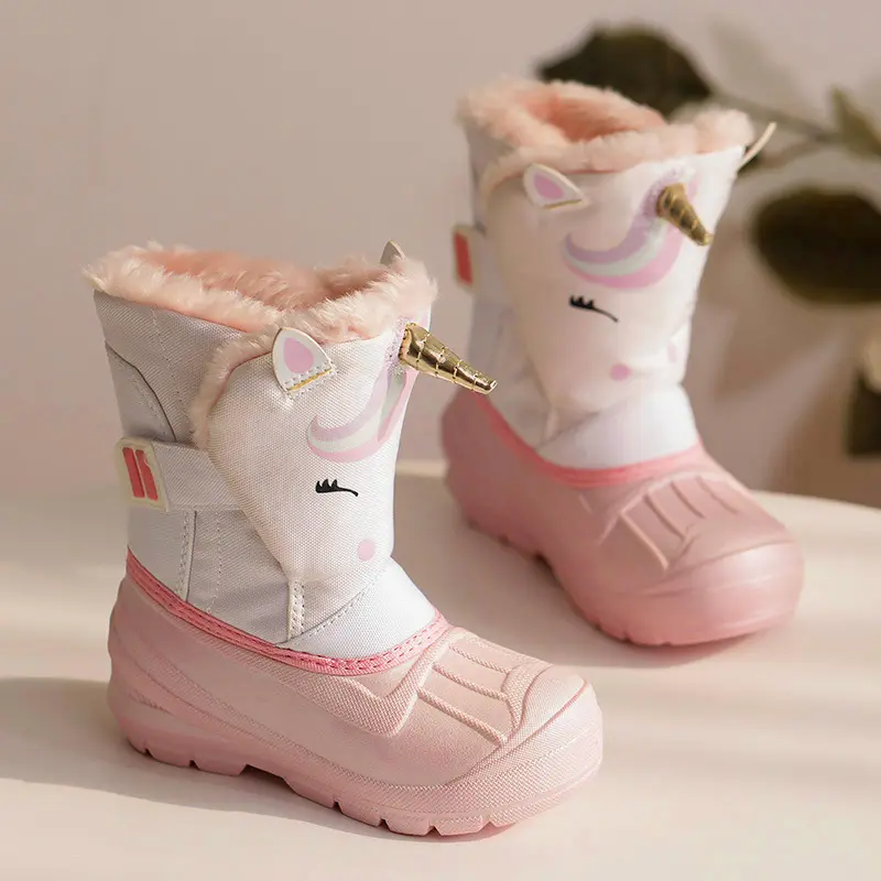 Chaussures de neige en coton épais et imperméables pour enfants, bottes de neige chaudes et antidérapantes pour garçons et filles