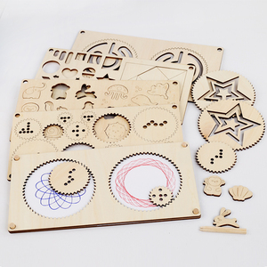 Ensemble d'outils d'art pour la <span class=keywords><strong>peinture</strong></span> au pochoir personnalisé, planche de puzzle en bois et jeu de dessin, jouets éducatifs <span class=keywords><strong>Montessori</strong></span> pour la reconnaissance des formes - Product Image 5
