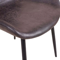 Chaise de salle à manger en cuir à cadre métallique fixe brun foncé durable de style moderne du milieu du siècle