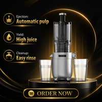 Extracteur de jus électrique 350 ml en acier inoxydable à pression à froid, moteur DC, mastication lente, faible bruit, éjection automatique des pulpes, nettoyage facile, pour la maison