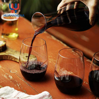 Copa de Vino Prémium de 15 Onzas de Cristal de Borosilicato Transparente sin Tallo para Vino Tinto, Jugo y Agua