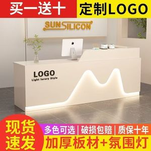 Reception <b>Desk</b> Marble Design Office Counter Modern Style Light Luxury Bar Counter <b>Small</b> Simple Cashier Table - Product Image 2