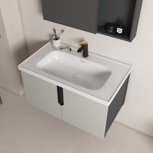 Espace nordique en aluminium salle de bain armoire combinaison petite unité salle de bain en céramique bassin intégré salle de bain armoire lavabo - Product Image 3