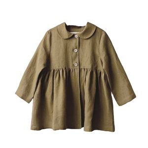 Automne hiver mignon élégant <span class=keywords><strong>petite</strong></span> fille robes à manches longues solide col claudine robes décontractées 6 ans fille bébé volants court - Product Image 1