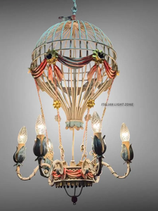 Lustre inspiré du style vintage, en forme de montgolfière, style français, en laiton orné, pour salle à manger et salon parisien - Product Image 6
