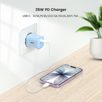 Adaptateurs de chargeur rapide USB-C portables Tommox 35 W, chargeur mobile multifonction type C en cristal pour téléphone portable