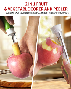 Descorazonador de Frutas Extensible, Herramienta para Quitar el Corazón de Frutas, Acero Inoxidable, Succión para Corazones de Pera, Pelador Multifuncional Dos en Uno - Product Image 2