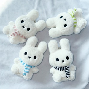 Cartoon Cute Striped Scarf Rabbit Pendant Adorable Little White Rabbit Bag Keychain Decorative Doll Gift