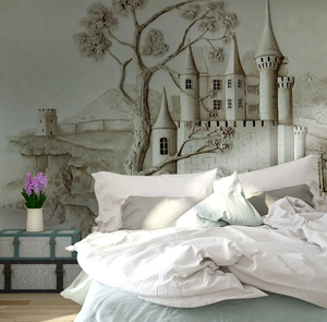 Murale murale en relief stéréo européen en or avec château en relief - Product Image 6