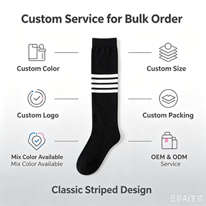 <strong>Ladies</strong> <strong>Soft</strong> Knit Striped Thigh High <strong>Socks</strong> Elastic Long <strong>Socks</strong> for Daily Cosplay Sports Custom Bulk Order - Product Image 6