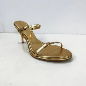 Factory Wholesale New Summer Gold High-heeled Sandals Women's Stiletto Heels Fashion <b>Shoes</b> - Product Image 4