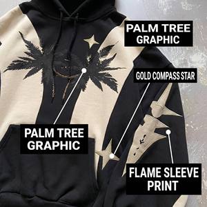 Sweat à capuche surdimensionné en coton peigné 450 GSM avec motif <span class=keywords><strong>étoile</strong></span> dorée et crème personnalisé, style streetwear pour homme, pour un look urbain - Product Image 2