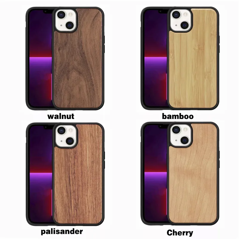 Funda de madera para iphone 14 plus 14 pro max, Carcasa de madera con lente para iphone 13 pro