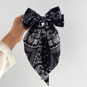 Pinza para el pelo con lazo de tela paisley estilo boho, cinta larga, multicolor, para mujer, decoración casual para el cabello - Product Image 6