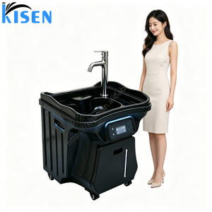 KISEN Évier portable électrique sans plomberie avec réservoirs d'eau chaude pour lavage des mains et shampoing, idéal pour expositions, hôtels et salons - Product Image 1