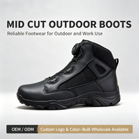Bottes tactiques en cuir noir avec système de laçage à dégagement rapide pour hommes, pour l'extérieur, OEM, en gros, personnalisables, ISO CE