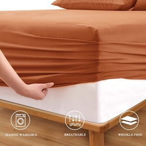 Sábana de lujo de 1800 hilos de microfibra de tamaño Queen, Sábana bajera de bolsillo Extra profundo, Sábana de caramelo, juegos de fundas de almohada - Product Image 4