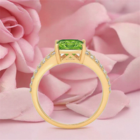 Bague Tendance en Or 18 carats avec Pierre de Peridote Verte Naturelle Pure Taille Princesse, Accessoire de Mariage et de Fête pour Femmes et Enfants – Grande Vente