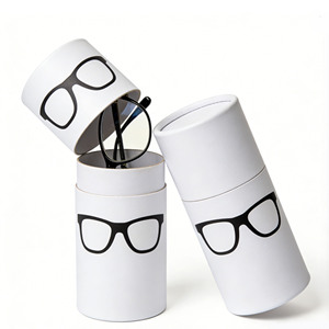 Estuche para Gafas de Sol Redondo Blanco Elegante OEM, Caja Rígida de Papel para Guardar Lentes - Product Image 1