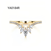Ensemble de bagues empilables en V, style Instagram, luxe léger et tendance ; Vente en gros transfrontalière de bagues en argent 925 et moissanite