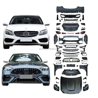 Body Kit W205 ke W206 C63 AMG, Bumper Depan Belakang, Kap Mesin, Grille, Fender Plastik, Suku Cadang Upgrade untuk Mercedes Benz C Class 2015-2021
