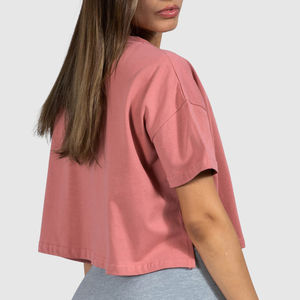 Camisetas Cortas de Alta Calidad Personalizadas para Mujer, Estilo Oversize con Hombros Caídos, 100% Algodón Orgánico, Cuello Redondo - Product Image 5