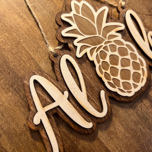 Estate hawaiana tropicale Luau forniture per feste <span class=keywords><strong>Aloha</strong></span> ananas cartello appeso in legno - Product Image 2