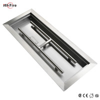 Brûleur linéaire de feu extérieur en acier inoxydable argenté et poêle à brasier rectangulaire pour brûleur de système de foyer