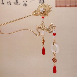 Horquilla Decorativa con Dragón y Fénix al Estilo Chino Antiguo para Mujer, Horquilla Vintage Hanfu con Cristal Rosa - Product Image 1
