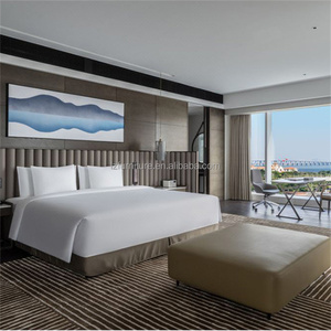 Hotel Bed Manufacturer Cheap Wholesale Custom Size Fabric Upholstered Bed Frame with Soft <b>Headboard</b> Box Spring Base Bedroom Set - Product Image 4
