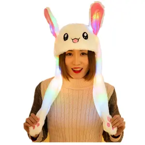 畅销毛绒玩具兔帽宝宝兔兔毛绒玩具帽儿童生日礼物兔兔带灯玩具