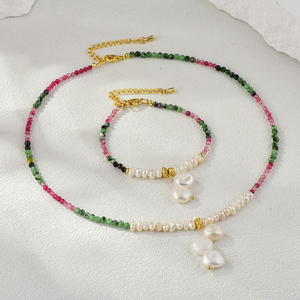 2025 nuevo sueño hecho a mano cuentas de cristal facetadas perla de agua dulce colgante cuentas collar y pulsera conjunto para mujeres - Product Image 5