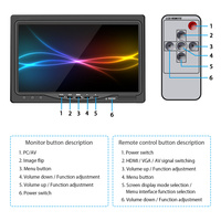 7 pouces LCD moniteur appui-tête Portable HD VGA LCD écran de voiture pour Pc/mac Mini/tv/caméra/jeu IPS 1024X600 prise en charge AV vidéo CN;GUA