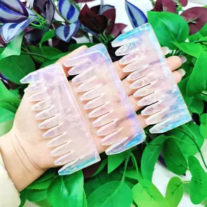 Natural Energy Healing Crystal Massage Combs Aura Rose Quartz Comb Carvings For Head