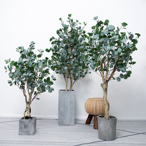 Plantes artificielles nordiques en eucalyptus, décorations d'arbre en pot pour salon, décoration de mariage moderne, en PE et PVC - Product Image 4