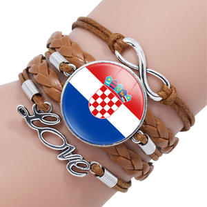 Design europeo bandiera nazionale del paese Infinity Love braccialetti in pelle marrone avvolgente braccialetto di moda del produttore - Product Image 4