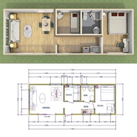 Cabane préfabriquée mobile extensible de conception moderne Quacent China, 2 chambres, prête à l'emploi, conteneur, petite maison sur roues
